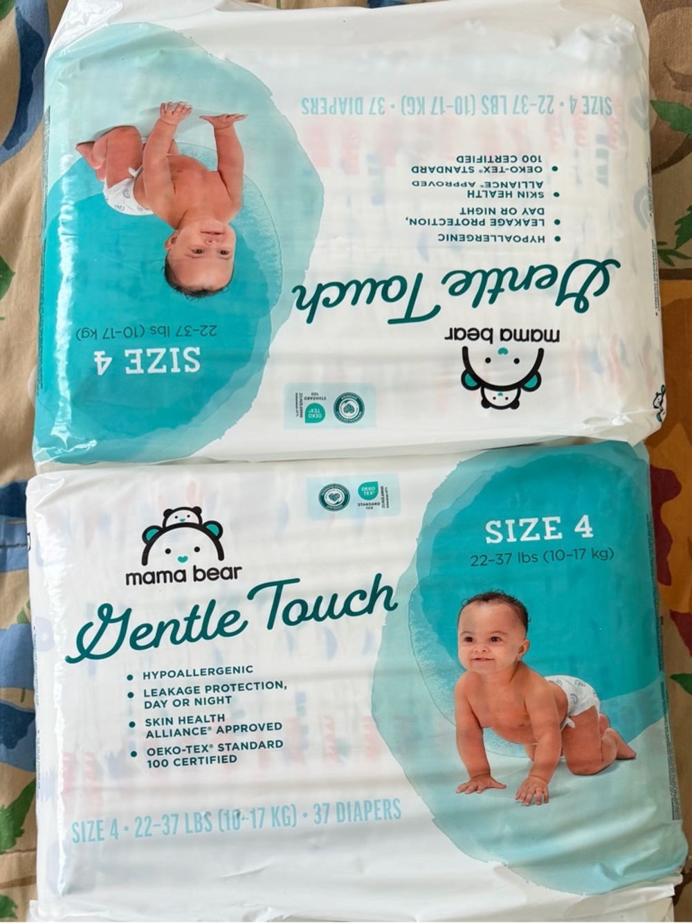 Gentle Touch Size 4 Baby Diapers - White/Teal